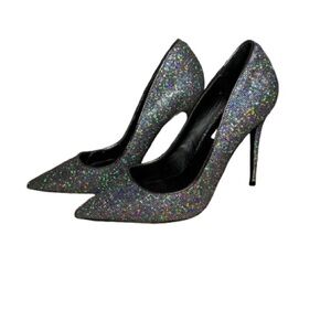 Steve Madden Daisie Black Holographic Rainbow Glitter Pumps - Size 8 Heels